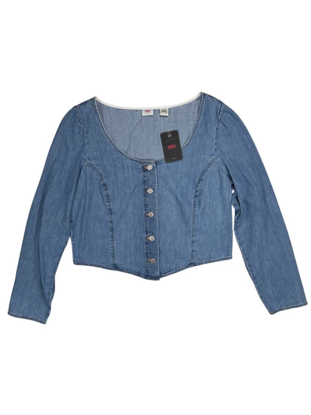 Levi’s Weston Denim  Long Sleeve Corset Blouse XL Top Boho Western Biker
